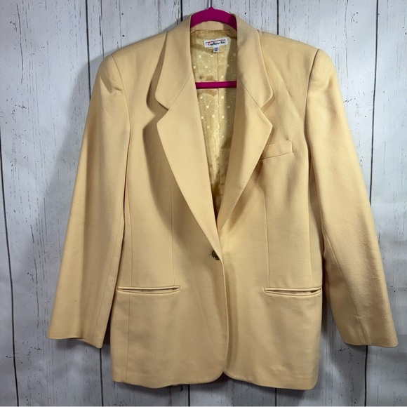Talbots 100% Wool Blazer Jacket Single Button Business Casual Yellow Career Work - Picture 1 of 15
